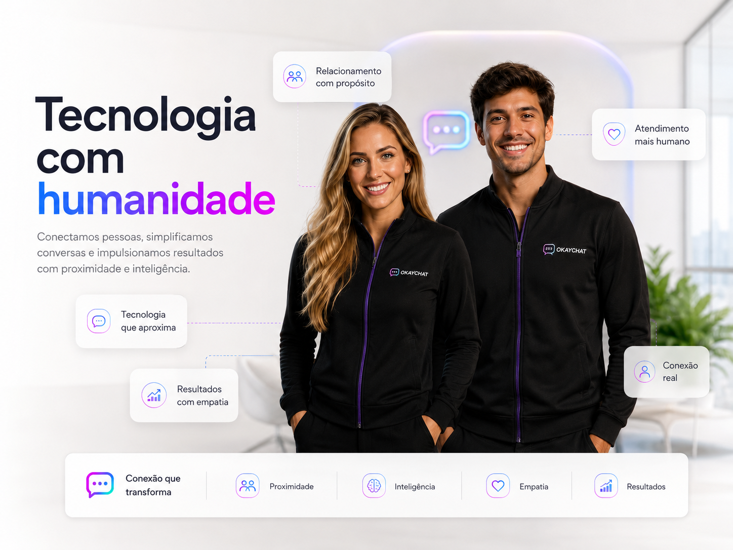 Pessoa e robô conectados, representando tecnologia com humanidade